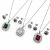 White Gold Filled Earring and Pendant Adult Set, Cluster and Baguette Design, with White Cubic Zirconia, Polished, Rhodium Finish, 10.448.0044