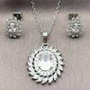 White Gold Filled Earring and Pendant Adult Set, Cluster Design, with White Cubic Zirconia, Polished, Rhodium Finish, 10.448.0045