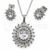 White Gold Filled Earring and Pendant Adult Set, Cluster Design, with White Cubic Zirconia, Polished, Rhodium Finish, 10.448.0045