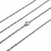 Stainless Steel Basic Necklace, Singapore Design, Polished, Steel Finish, 04.435.0002.18 (Thickness, 18 Inches Length)