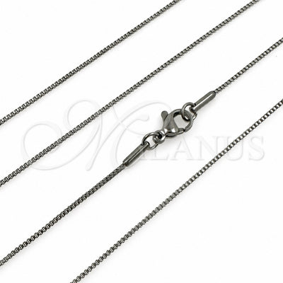 Stainless Steel Basic Necklace, Box Design, Polished, Steel Finish, 04.435.0005.18 (01 MM Thickness, 18 Inches Length)