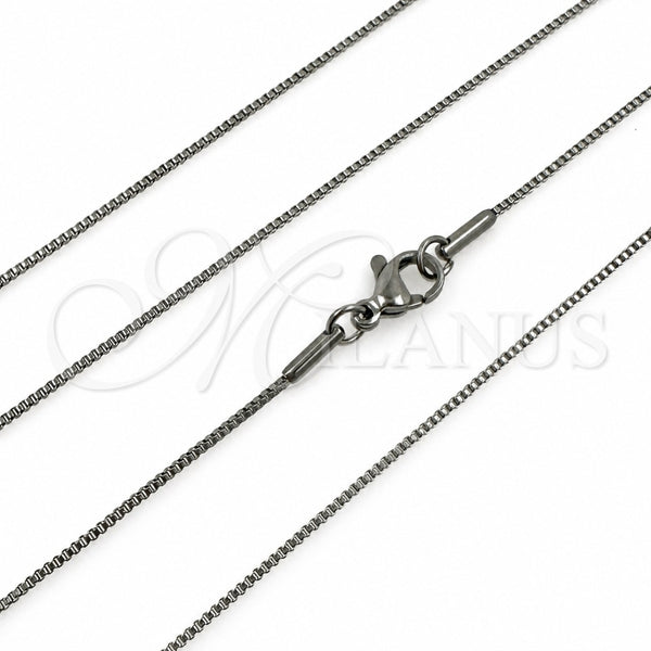 Stainless Steel Basic Necklace, Box Design, Polished, Steel Finish, 04.435.0005.18 (01 MM Thickness, 18 Inches Length)