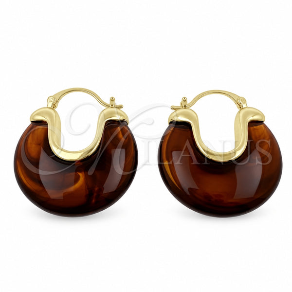 Oro Laminado Medium Hoop, Gold Filled Style Brown Resin Finish, Golden Finish, 02.60.0179.30