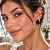 Oro Laminado Stud Earring, Gold Filled Style Brown Resin Finish, Golden Finish, 02.60.0181