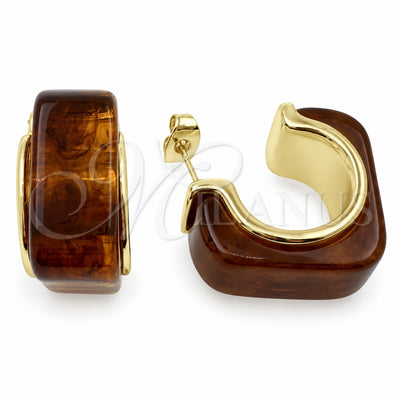 Oro Laminado Small Hoop, Gold Filled Style Brown Resin Finish, Golden Finish, 02.60.0185.22