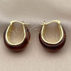 Oro Laminado Small Hoop, Gold Filled Style Brown Resin Finish, Golden Finish, 02.60.0186.20