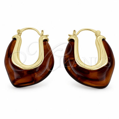 Oro Laminado Small Hoop, Gold Filled Style Brown Resin Finish, Golden Finish, 02.60.0187.25