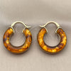 Oro Laminado Medium Hoop, Gold Filled Style Brown Resin Finish, Golden Finish, 02.60.0188.30