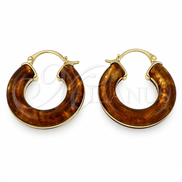 Oro Laminado Medium Hoop, Gold Filled Style Brown Resin Finish, Golden Finish, 02.60.0188.30