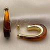 Oro Laminado Small Hoop, Gold Filled Style Brown Resin Finish, Golden Finish, 02.60.0189.20
