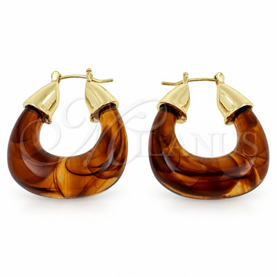 Oro Laminado Medium Hoop, Gold Filled Style Brown Resin Finish, Golden Finish, 02.60.0191.30