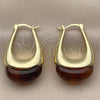 Oro Laminado Small Hoop, Gold Filled Style Brown Resin Finish, Golden Finish, 02.60.0192.20