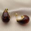 Oro Laminado Stud Earring, Gold Filled Style Teardrop Design, Polished, Golden Finish, 02.60.0193