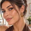 Oro Laminado Stud Earring, Gold Filled Style Brown Resin Finish, Golden Finish, 02.60.0195