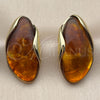 Oro Laminado Stud Earring, Gold Filled Style Brown Resin Finish, Golden Finish, 02.60.0196