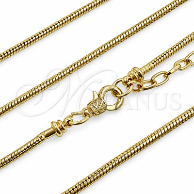 Oro Laminado Fancy Necklace, Gold Filled Style Rat Tail Design, Polished, Golden Finish, 04.341.0251.18 (Thickness, 18 Inches Length)