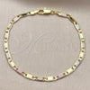 Oro Laminado Basic Bracelet, Gold Filled Style Mariner Design, Polished, Tricolor, 04.213.0384.07 (Thickness, 8 Inches Length)