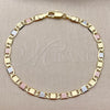 Oro Laminado Basic Bracelet, Gold Filled Style Mariner Design, Diamond Cutting Finish, Tricolor, 04.213.0385.07 (04 MM Thickness, 8 Inches Length)