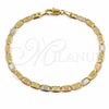 Oro Laminado Basic Bracelet, Gold Filled Style Mariner Design, Diamond Cutting Finish, Tricolor, 04.213.0385.07 (04 MM Thickness, 8 Inches Length)