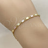 Oro Laminado Basic Bracelet, Gold Filled Style Mariner Design, Polished, Tricolor, 04.213.0386.07 (Thickness, 8 Inches Length)