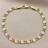 Oro Laminado Fancy Bracelet, Gold Filled Style Polished, Tricolor, 04.213.0387.08 (Thickness, 8 Inches Length)