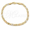 Oro Laminado Fancy Bracelet, Gold Filled Style Polished, Tricolor, 04.213.0387.08 (Thickness, 8 Inches Length)