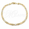 Oro Laminado Basic Bracelet, Gold Filled Style Mariner Design, Polished, Tricolor, 04.213.0388.07 (04 MM Thickness, 8 Inches Length)