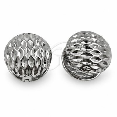 White Gold Filled Huggie Hoop, Ball Design, Diamond Cutting Finish, Rhodium Finish, 02.195.0358.1.15