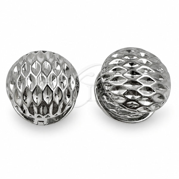 White Gold Filled Huggie Hoop, Ball Design, Diamond Cutting Finish, Rhodium Finish, 02.195.0358.1.15
