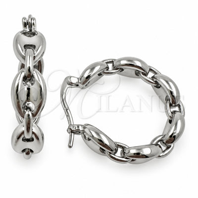 White Gold Filled Medium Hoop, Puff Mariner Design, Polished, Rhodium Finish, 02.213.0678.1.25