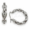 White Gold Filled Medium Hoop, Puff Mariner Design, Polished, Rhodium Finish, 02.213.0678.1.25