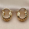 Oro Laminado Small Hoop, Gold Filled Style Twist Design, Polished, Golden Finish, 02.195.0417.16