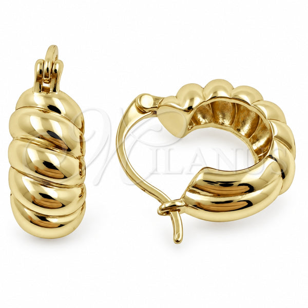 Oro Laminado Small Hoop, Gold Filled Style Twist Design, Polished, Golden Finish, 02.195.0417.16