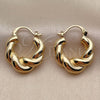 Oro Laminado Small Hoop, Gold Filled Style Twist Design, Polished, Golden Finish, 02.195.0420.20