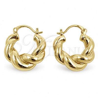 Oro Laminado Small Hoop, Gold Filled Style Twist Design, Polished, Golden Finish, 02.195.0420.20