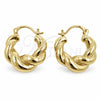 Oro Laminado Small Hoop, Gold Filled Style Twist Design, Polished, Golden Finish, 02.195.0420.20