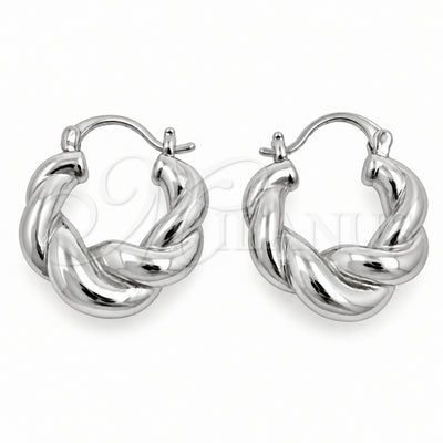 White Gold Filled Small Hoop, Twist Design, Polished, Rhodium Finish, 02.195.0420.1.20