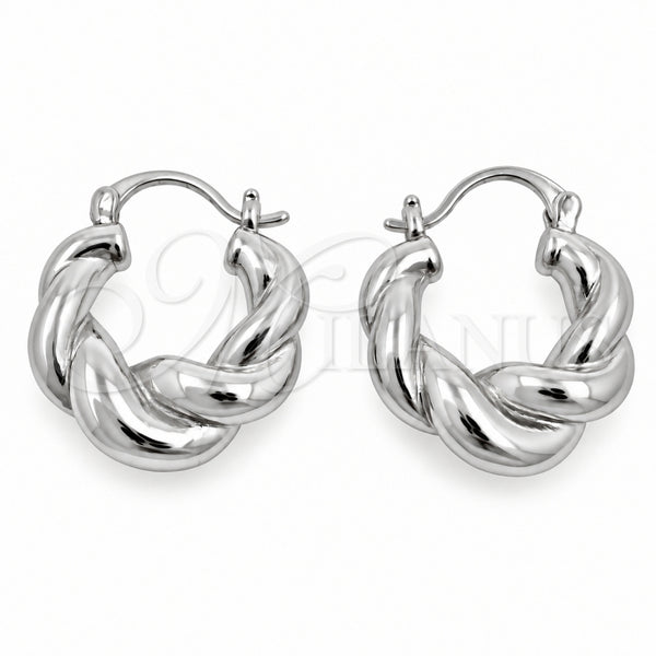 White Gold Filled Small Hoop, Twist Design, Polished, Rhodium Finish, 02.195.0420.1.20