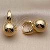 Oro Laminado Small Hoop, Gold Filled Style Ball and Hollow Design, Polished, Golden Finish, 02.195.0423.16