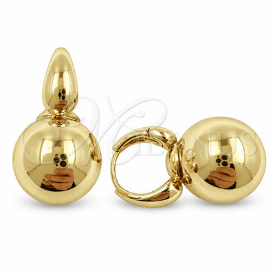 Oro Laminado Small Hoop, Gold Filled Style Ball and Hollow Design, Polished, Golden Finish, 02.195.0423.16