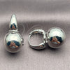 White Gold Filled Small Hoop, Ball and Hollow Design, Polished, Rhodium Finish, 02.195.0423.1.16