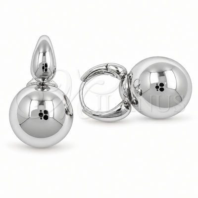 White Gold Filled Small Hoop, Ball and Hollow Design, Polished, Rhodium Finish, 02.195.0423.1.16