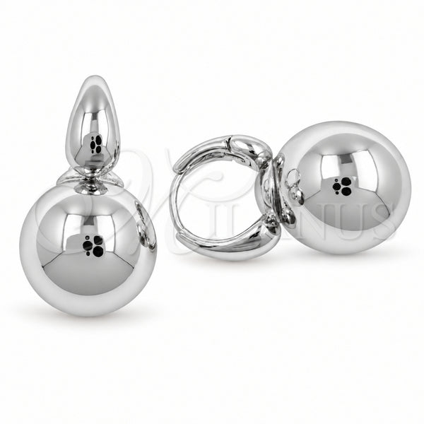 White Gold Filled Small Hoop, Ball and Hollow Design, Polished, Rhodium Finish, 02.195.0423.1.16