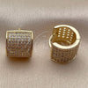Oro Laminado Huggie Hoop, Gold Filled Style with White Micro Pave, Polished, Golden Finish, 02.195.0439.12
