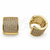Oro Laminado Huggie Hoop, Gold Filled Style with White Micro Pave, Polished, Golden Finish, 02.195.0439.12