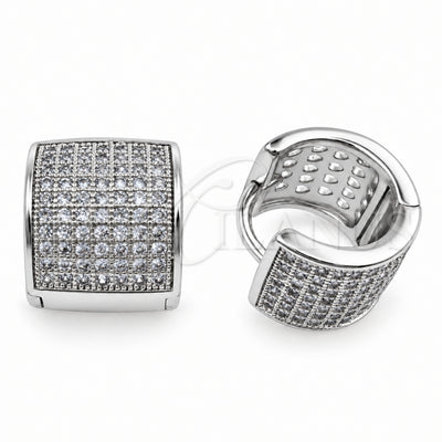 White Gold Filled Huggie Hoop, with White Micro Pave, Polished, Rhodium Finish, 02.195.0439.1.12