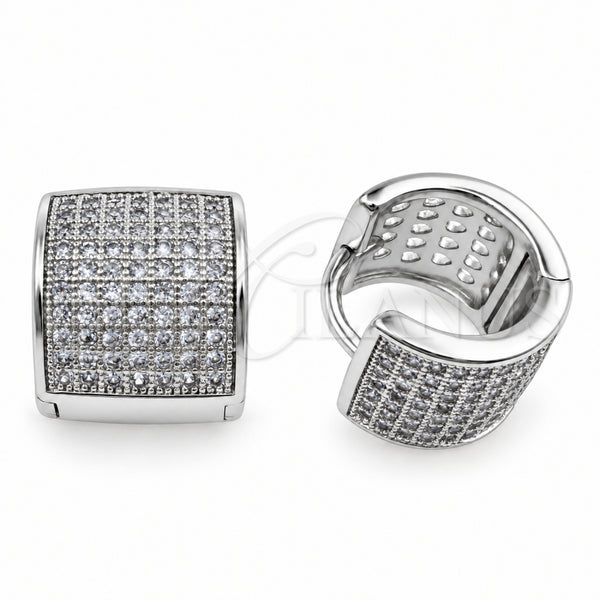 White Gold Filled Huggie Hoop, with White Micro Pave, Polished, Rhodium Finish, 02.195.0439.1.12
