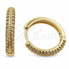 Oro Laminado Huggie Hoop, Gold Filled Style with White Micro Pave, Polished, Golden Finish, 02.195.0440.18