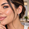 White Gold Filled Huggie Hoop, with White Micro Pave, Polished, Rhodium Finish, 02.195.0440.1.18