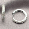 White Gold Filled Huggie Hoop, with White Micro Pave, Polished, Rhodium Finish, 02.195.0440.1.18